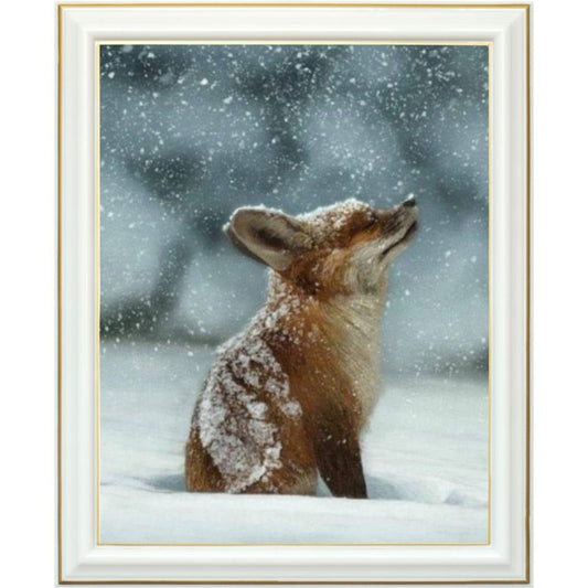 Broderie diamant - Renard roux sous la neige