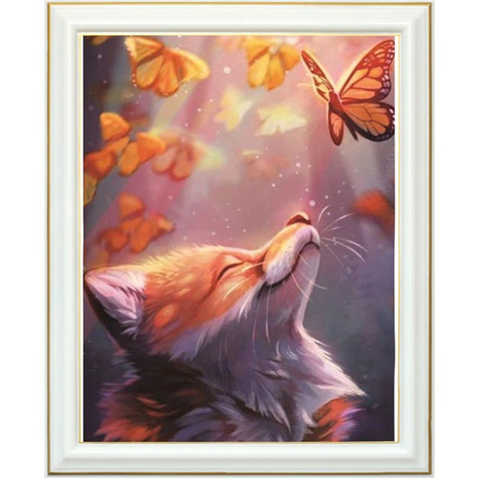 Diamond painting - Renard et papillon
