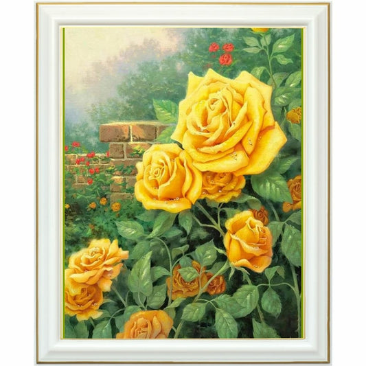 Diamond painting - Bouquet de Roses Jaunes dans un Jardin