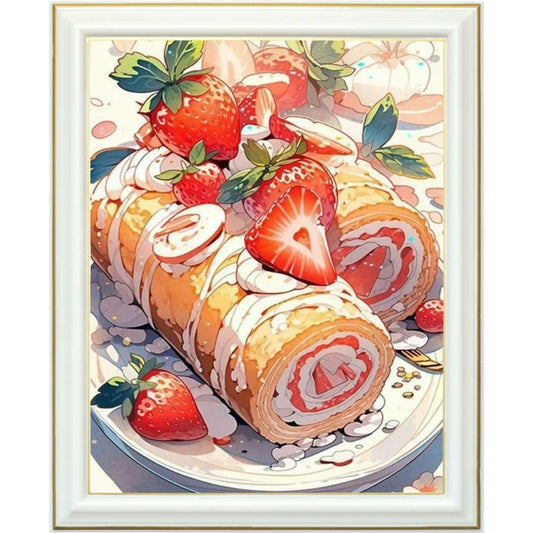 Diamond painting AB - Roulé fraises et crème