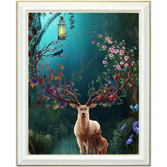 Broderie diamant - Tableau cerf scandinave