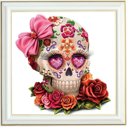 Tableau diamant - Tête de mort coquette