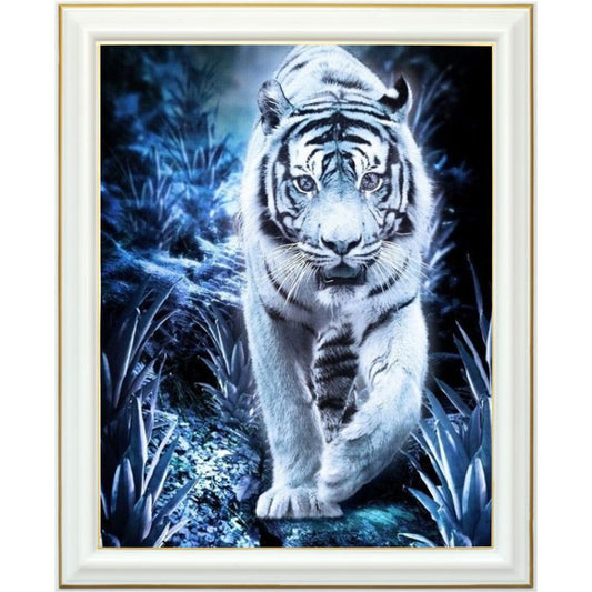Diamond painting - Tigre blanc aux yeux bleus