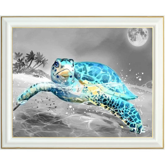 Broderie diamant - Tortue de plage