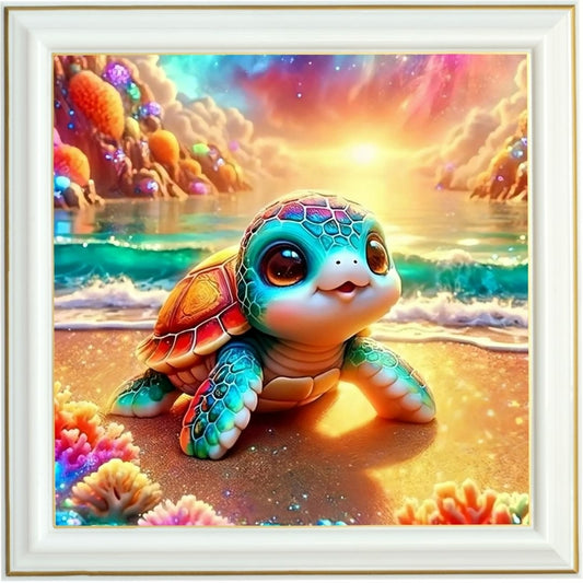 Diamond Painting - Petite Tortue au Coucher du Soleil