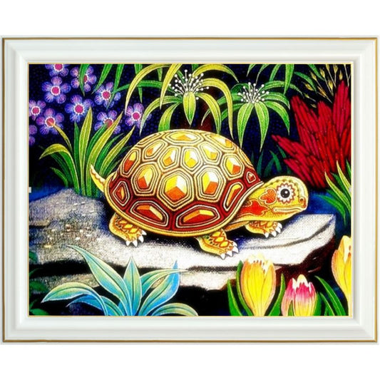 Broderie diamant - Tortue jaune