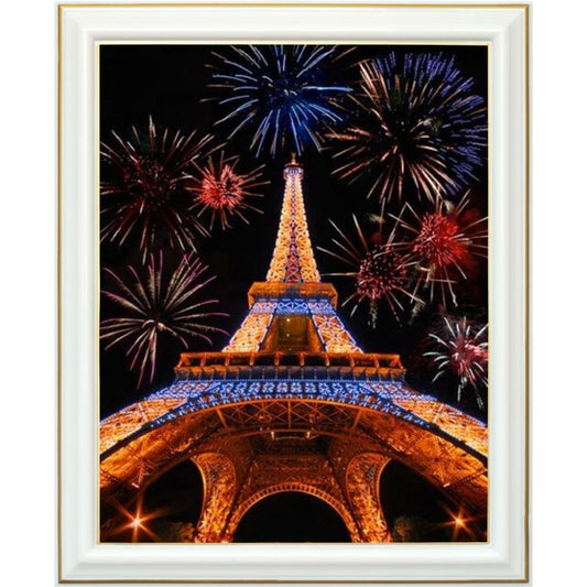 Broderie diamant - Tour Eiffel et feu d'artifice