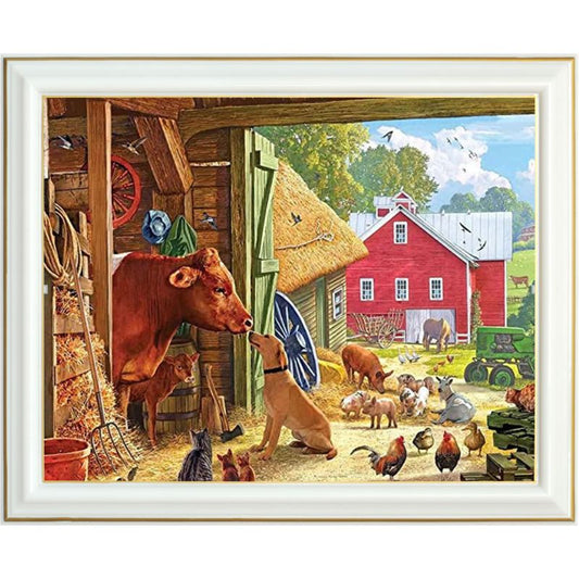 Broderie diamant - Vache d'étable