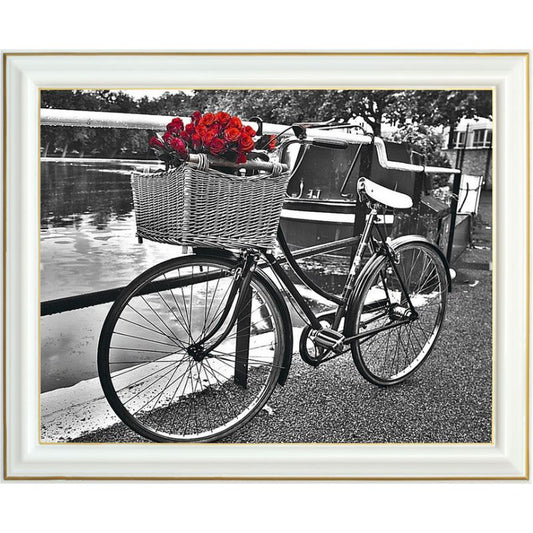 Broderie diamant - Vélo en noir et blanc
