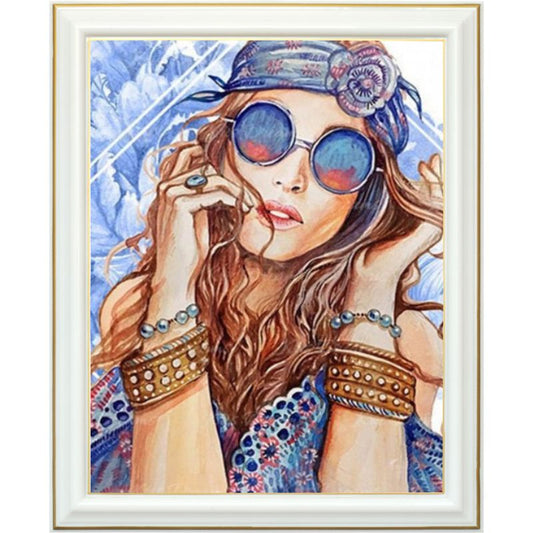 Diamond painting - Visage de femme bohème