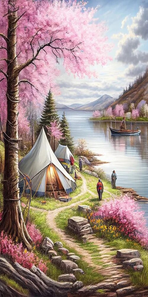 Diamond painting XXL - Tipi au bord de la rivière