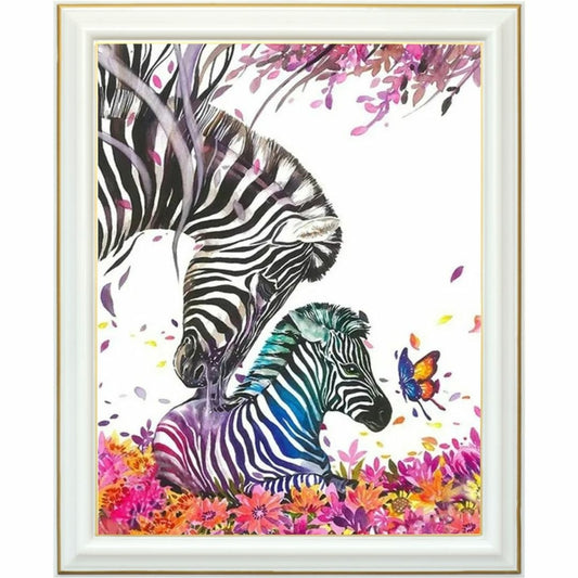 Diamond painting - Zèbres en harmonie colorée