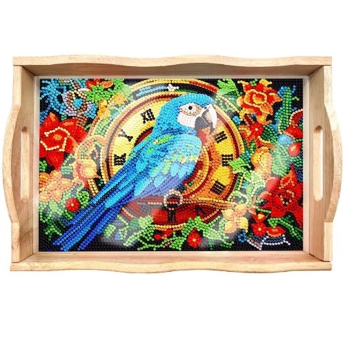 Plateau de service en diamond painting - Oiseau
