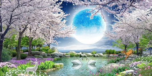 Diamond painting AB - Parc des cygnes - 50 x 100 cm